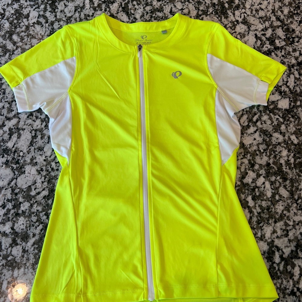 Pearl Izumi Women's Neon Yellow and White Cycling Jersey
